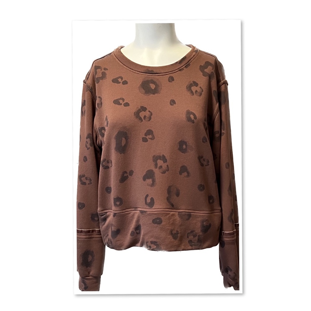 Splendid Corinna Leopard Velvet Trim Sweatshirt